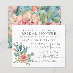 Budget Cactus Rose Bridal Shower Invitation