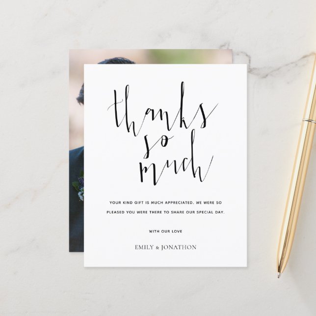 Budget Calligraphy Any Colour Photo Wedding Thanks (Front/Back In Situ)