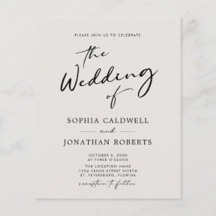 Budget Calligraphy Elegant Eggshell Wedding Invite
