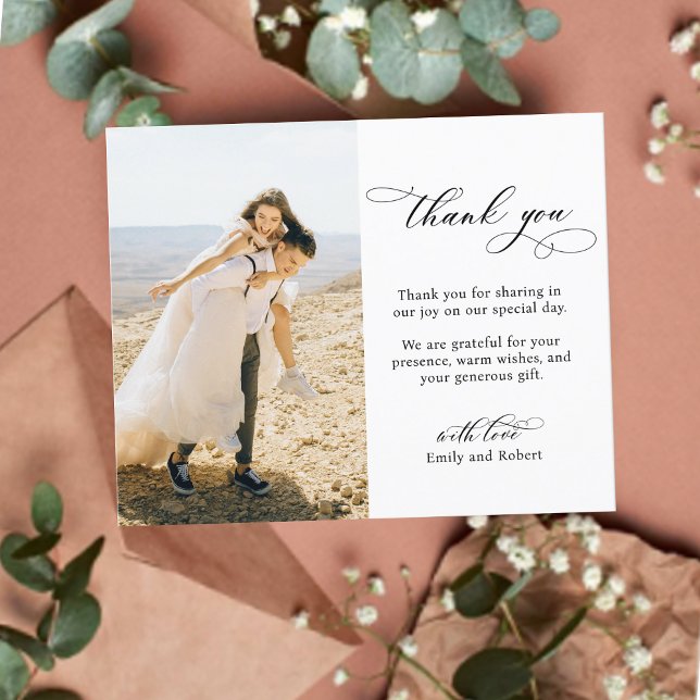 Budget Calligraphy Script Photo Wedding Thank You  Postcard (Creator Uploaded)