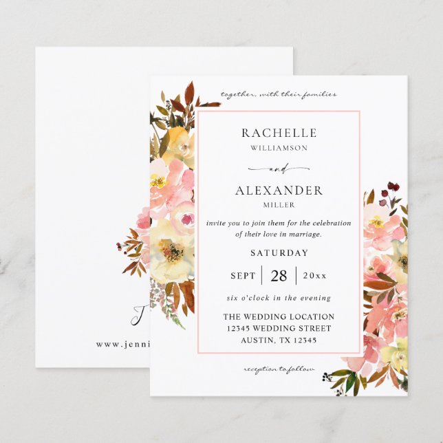 Budget Candy Pink & Yellow Floral 2 Wedding (Front/Back)