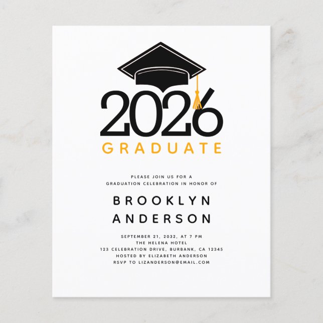 BUDGET Cap Graduation Celebration Invitation (Front)
