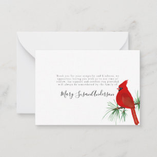 BUDGET Cardinal Funeral Memorial Thank You Note Card