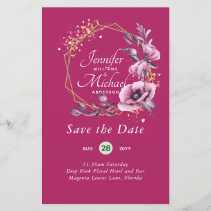 BUDGET Cartes de Rappel Couronne Fleurie Magenta