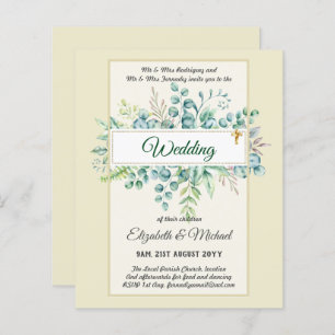Budget CATHOLIC Christian WEDDING Greenery INVITES