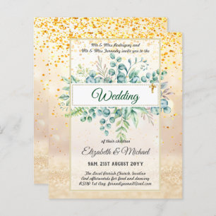 Budget CATHOLIC Christian WEDDING Greenery INVITES