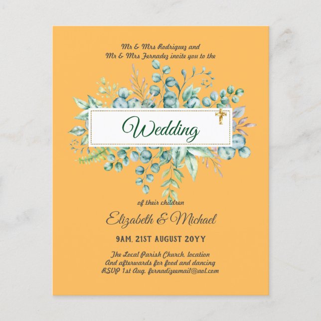Budget CATHOLIC Christian WEDDING Greenery INVITES Flyer (Front)