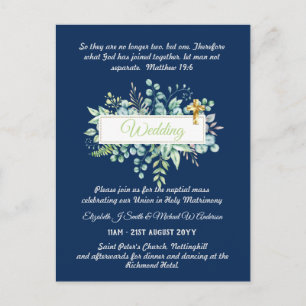 BUDGET Catholic Wedding Invitations Greenery Cross