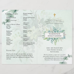 BUDGET Catholic Wedding Nuptial Mass Program Green Flyer