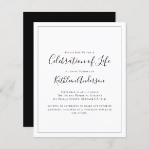 Budget Celebration of Life Invitation   Minimalist