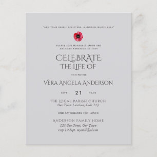 Budget Celebration of Life Memorial Funeral Invite