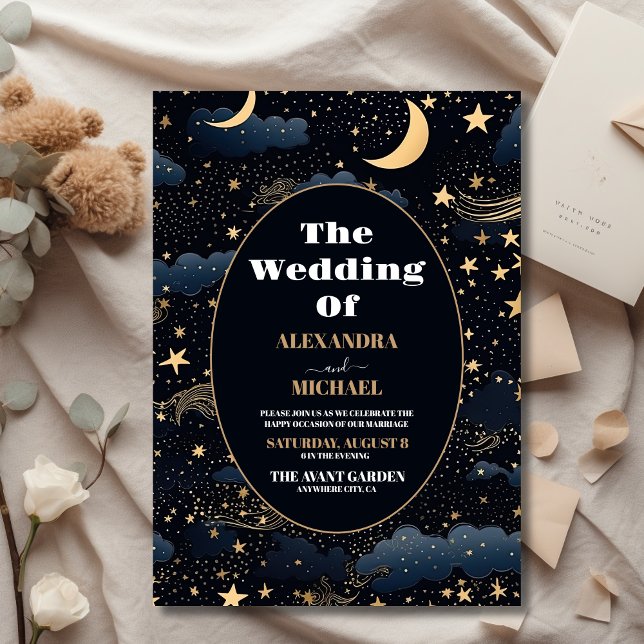 Budget Celestial Midnight Blue Stars Moon Wedding (Creator Uploaded)