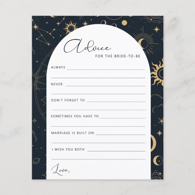 Budget Celestial Sun Moon Bride To Be Advice Flyer (Front)