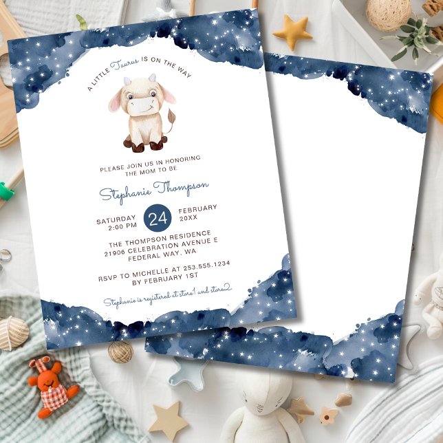 Budget Celestial Taurus Baby Shower Invitation (Budget Celestial Taurus Baby Shower Invitation)