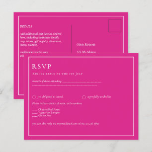 BUDGET CERISE PINK Modern Core Wedding Postcard