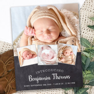Budget Chalkboard Baby 4 Photo Birth Thank You