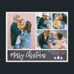 Budget Chalkboard Collage Snowy Christmas Holiday Flyer<br><div class="desc">Budget Modern, Simple 4 Photo Collage Merry Christmas Brush Script Holiday Paper Flyer on Gray Black Chalkboard (or Blackboard). This festive, minimalist, four (4) family photo holiday card features a pretty photo collage and saying „Merry Christmas” greeting text is written in a hand lettered brush script font type. On the...</div>