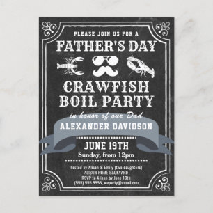 BUDGET Chalkboard Father's Day Crawfish Invitation Postcard