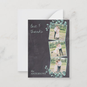 Budget Chalkboard Greenery Photo Wedding Thank You Card