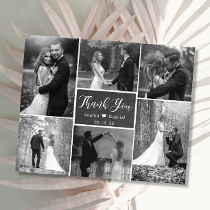 Budget Chalkboard Photo Collage Wedding Thank You  Flyer