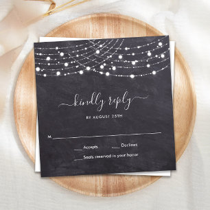 Budget Chalkboard String Lights Wedding RSVP Card