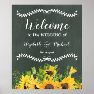 Budget CHALKBOARD Wedding Welcome Sign Sunflowers