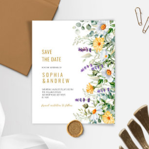 Budget Chamomile & Eucalyptus Save the Date Invite