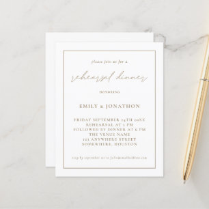 Budget Champagne gold Rehearsal Dinner Invite
