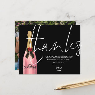 Budget Champagne Script Black Bridal Shower Thanks