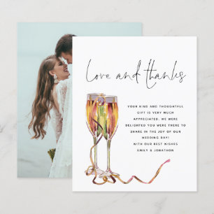 Budget Champagne Script Photo Wedding Thank You