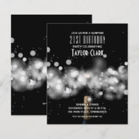 Budget Champagne Sparkle 21st Birthday Invitations