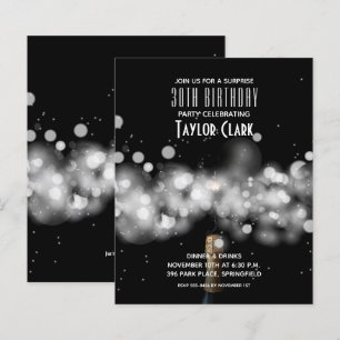 Budget Champagne Sparkle 30th Birthday Invitations
