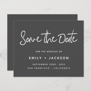Budget Charcoal Script Modern Simple Save the Date
