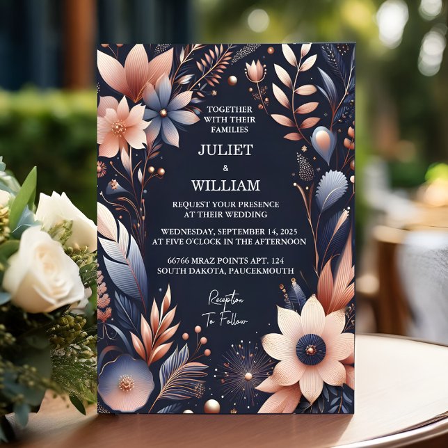 Budget Cheap Outdoor Stylish Navy Blue Wedding Invitation (Creator Uploaded)