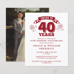 Budget Cheers To 40th Anniversary Photo Invite