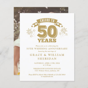 Budget Cheers To 50th Anniversary Photo Invite
