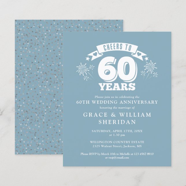 Budget Cheers To 60th Anniversary Invitation (Front/Back)