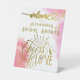 Budget Cheers To Love Wine Tasting Bridal Shower Pedestal Sign