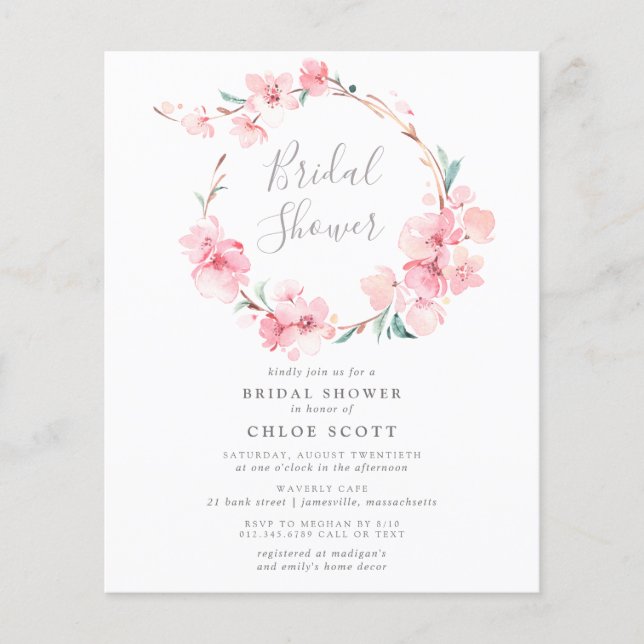  Budget Cherry Blossom Bridal Shower Invitation (Front)