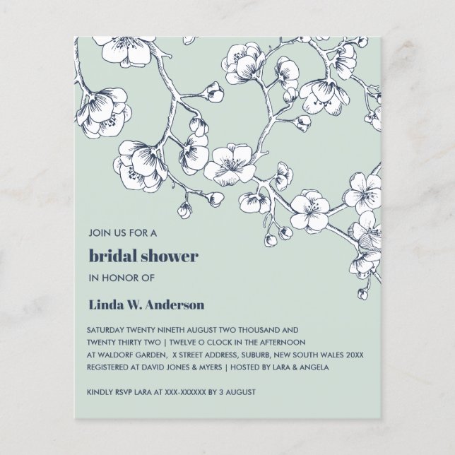 BUDGET Cherry Blossom Navy Sage GREEN  (Front)