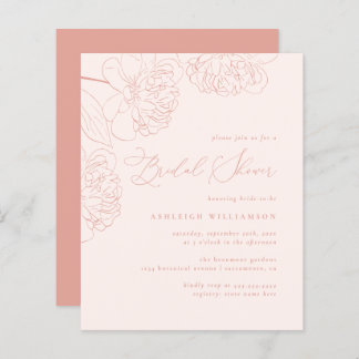 Budget Chic Blush Hand-drawn Peonies Bridal Shower