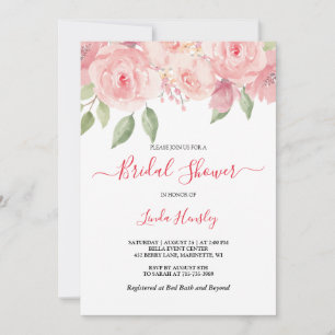 Budget Chic Coral Floral Bridal Shower Invitation