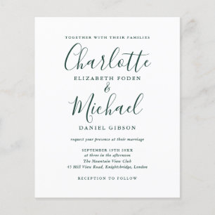 Budget Chic Emerald Script Wedding Invitation