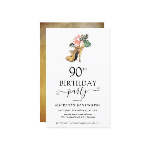 Budget Chic Floral Gold High Heels 90th Birthday