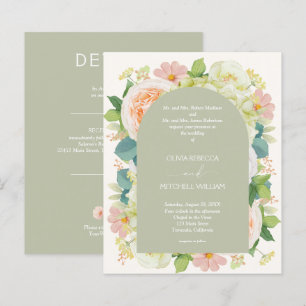 Budget Chic Florals Wedding All in One Invitations