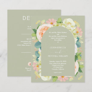 Budget Chic Florals Wedding All in One Invitations