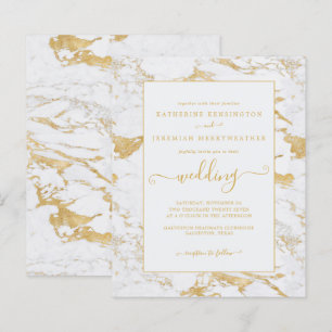 Budget Chic Gold Foil Marble Wedding Invitation