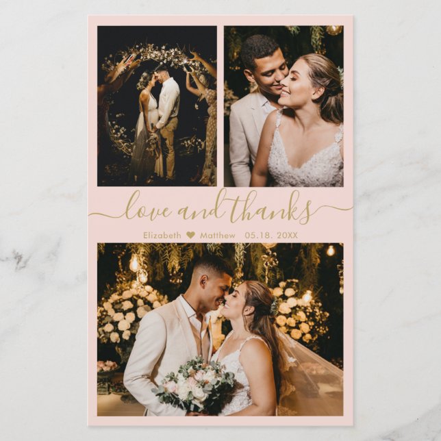 Budget Chic Photo Collage Mariage Carte de remerci (Devant)