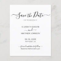 Budget Chic Script Black and White Save The Date