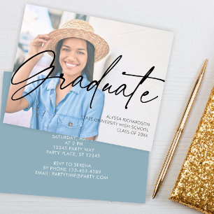 Budget  Chic Script H Photo Graduation Party Flyer